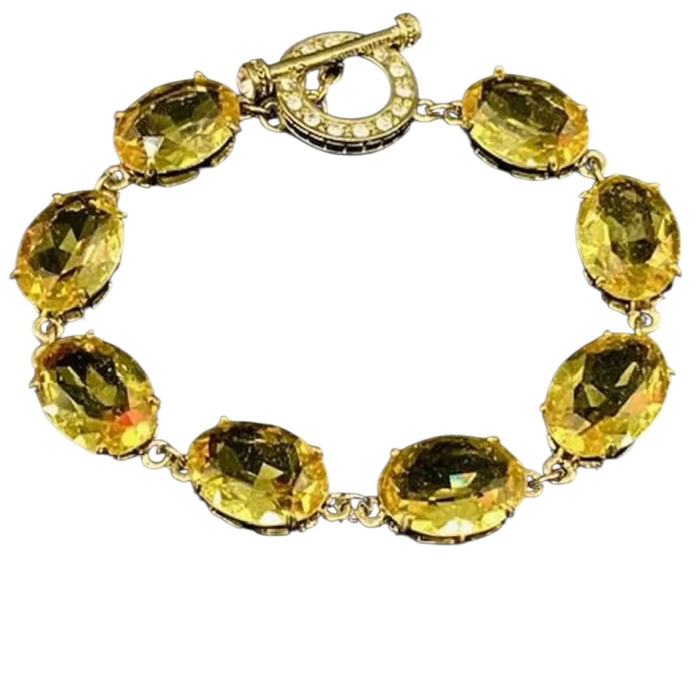 Heidi Daus Devil Wears Citrine crystal chunky runway bracelet gold plt